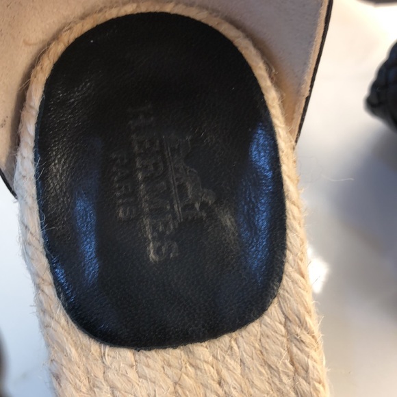 Hermes Black Leather Braided Espadrille Wedges - Picture 5 of 11